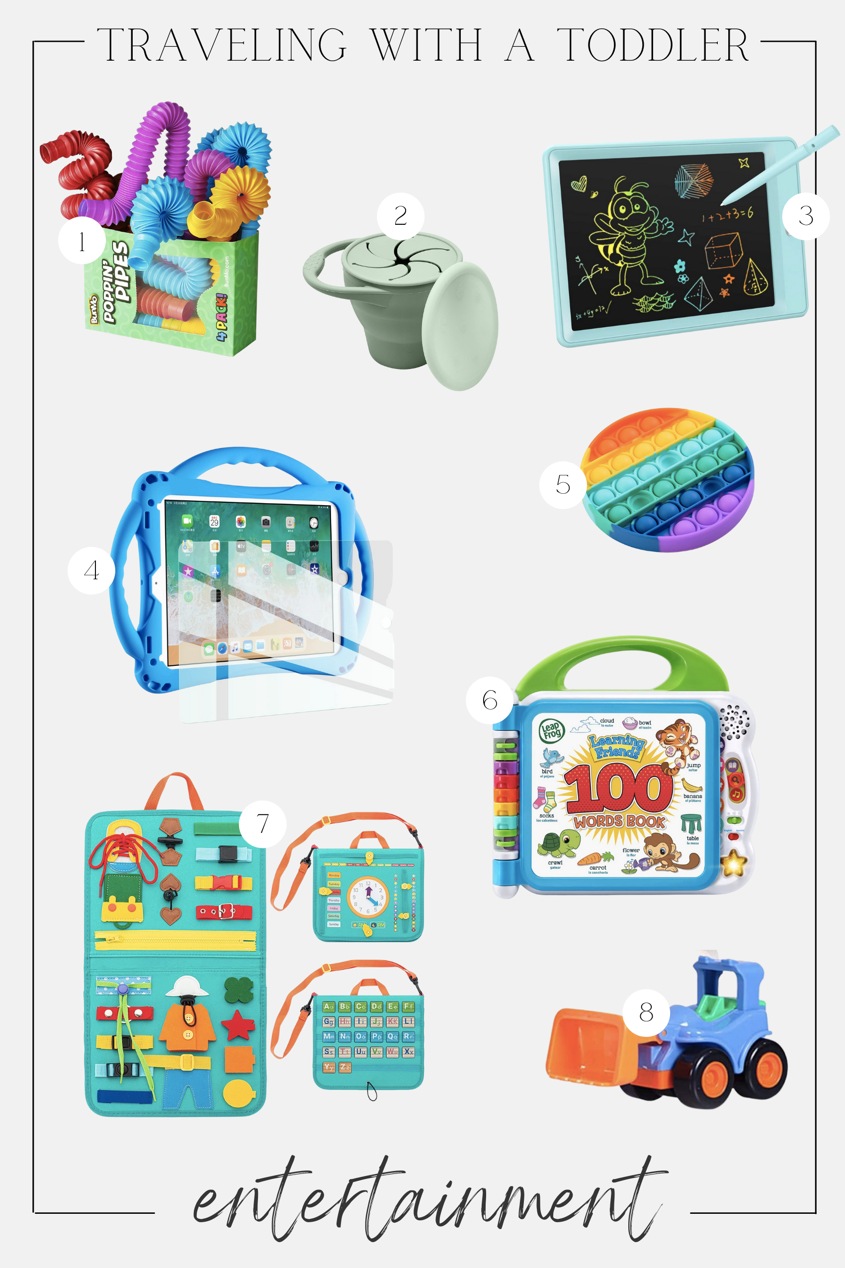 Toys for traveling with a toddler graphic